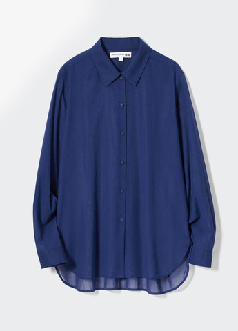 Синяя кэжуал рубашка однотонная Uniqlo