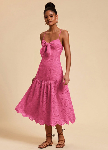 Фуксиновое (цвета Фуксия) кэжуал платье SHEIN однотонное