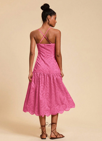 Фуксиновое (цвета Фуксия) кэжуал платье SHEIN однотонное