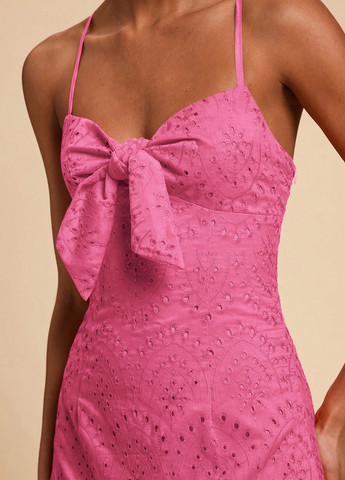 Фуксиновое (цвета Фуксия) кэжуал платье SHEIN однотонное