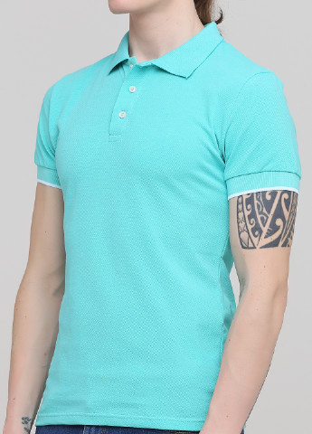 Светло-бирюзовая футболка-мужская футболка поло с манжетами 100% хлопок ментол для мужчин Melgo однотонная