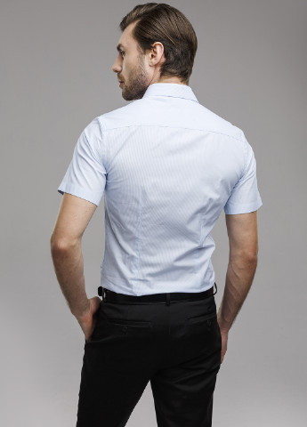 Голубой классическая рубашка в полоску Franttini с коротким рукавом