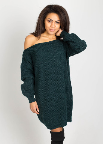 Темно-зеленое кэжуал платье платье-свитер BENONI однотонное