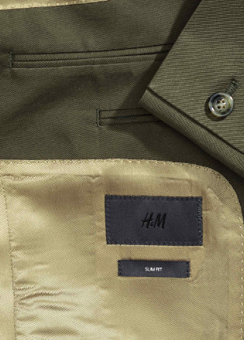 Пиджак H&M с длинным рукавом хаки кэжуал