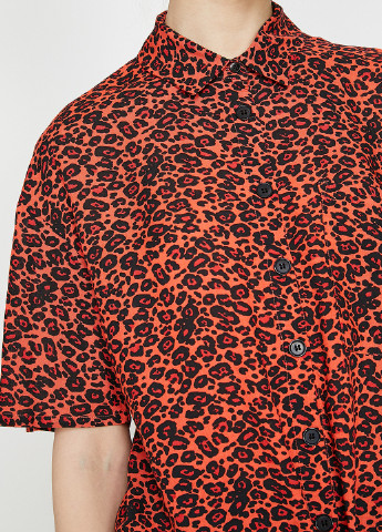 Оранжевая кэжуал рубашка леопардовый KOTON