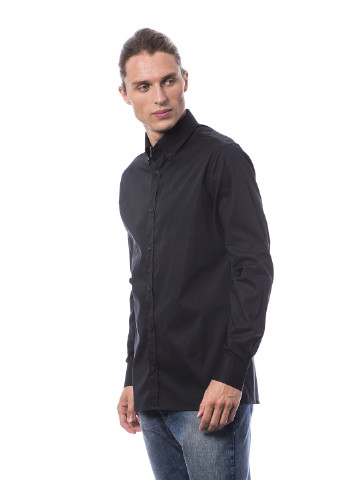 Черная кэжуал рубашка однотонная Roberto Cavalli