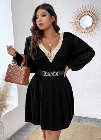 Чорна кежуал сукня сукня светр SHEIN однотонна