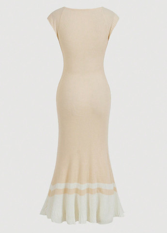 Кремовое кэжуал платье годе SHEIN однотонное