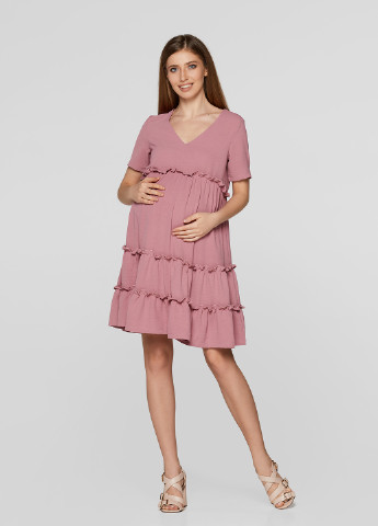 Темно-розовое кэжуал платье для беременных оверсайз Lullababe однотонное