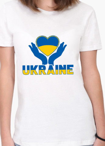 Футболка жіноча Україна (Ukraine) Білий (8976-3687) S MobiPrint - (252856503)