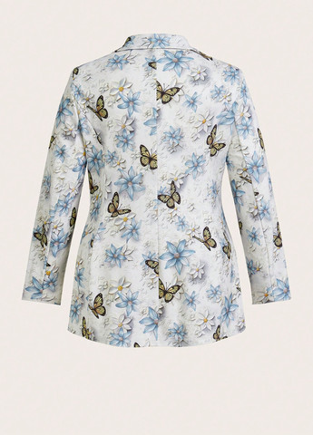 Кремовый женский жакет SHEIN с цветочным узором - демисезонный