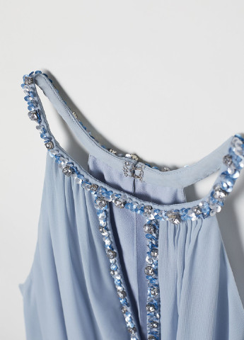 Голубое вечернее платье в стиле ампир H&M однотонное