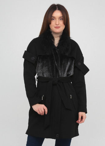 Черное демисезонное Пальто однобортное Rimit