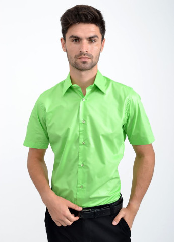 Салатовая кэжуал рубашка однотонная Pier Pasonili с коротким рукавом