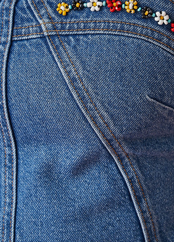 Топ KOTON однотонні сині джинсові бавовна