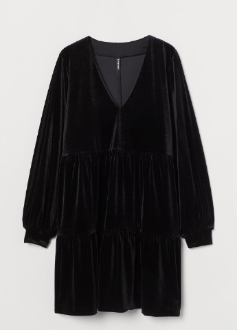 Черное кэжуал платье велюр H&M однотонное