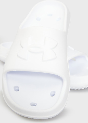 Белые спортивные, пляжные шлепанцы Under Armour