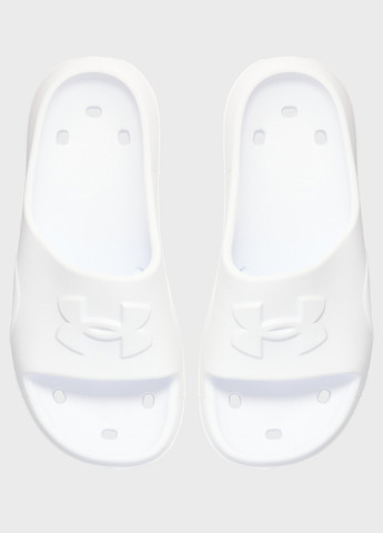 Белые спортивные, пляжные шлепанцы Under Armour