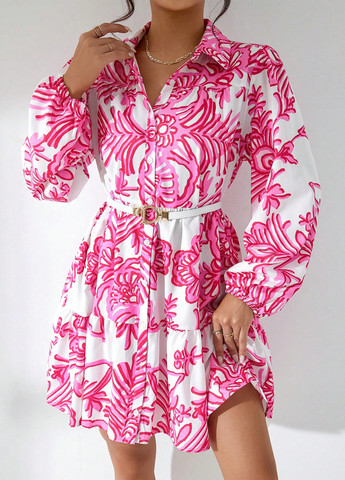 Комбінована кежуал сукня сукня-сорочка SHEIN з квітковим принтом