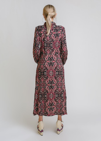 Комбинированное кэжуал платье-рубашка длинное, узор "огурцы" Crep турецкие огурцы