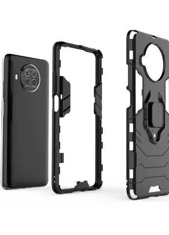 Ударопрочный чехол Transformer Ring for Magnet для Xiaomi Mi 10T Lite / Redmi Note 9 Pro 5G Черный / Soul Black Epik (237829072)