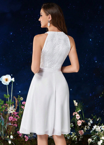 Белое кэжуал платье клеш SHEIN однотонное