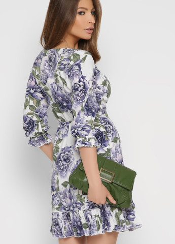 Комбинированное кэжуал платье на запах Carica с цветочным принтом