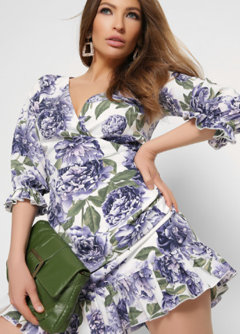 Комбинированное кэжуал платье на запах Carica с цветочным принтом