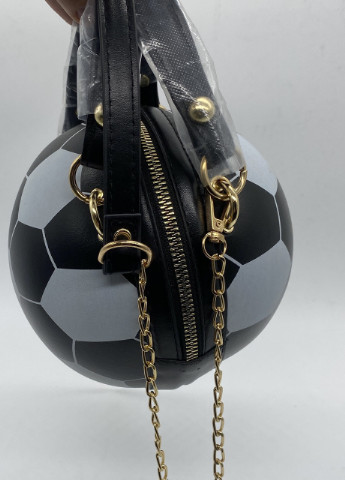 Жіноча класична кругла сумка футбольний м'яч на ланцюжку чорна NoName (251204049)