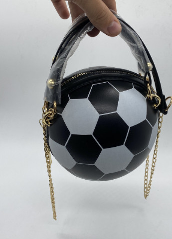 Жіноча класична кругла сумка футбольний м'яч на ланцюжку чорна NoName (251204049)