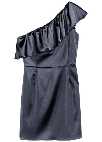 Темно-синее коктейльное платье футляр H&M однотонное