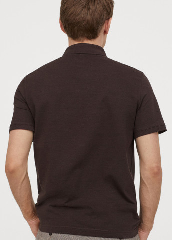 Темно-коричневая футболка-поло для мужчин H&M однотонная