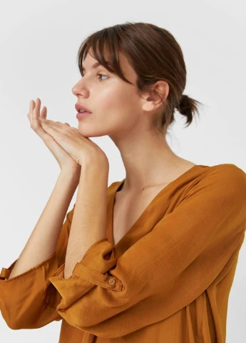 Охра блуза Stradivarius