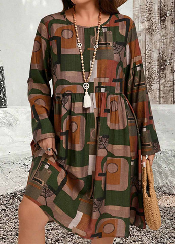 Комбінована кежуал сукня а-силует SHEIN з геометричним візерунком