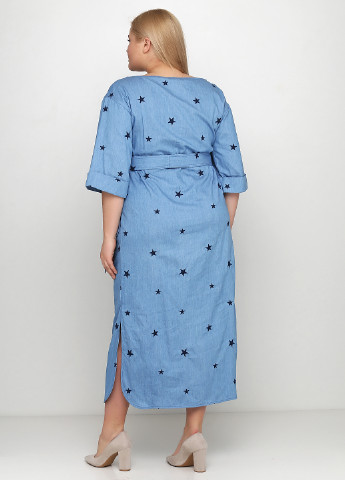 Светло-синее кэжуал платье рубашка Andre Tan звезды