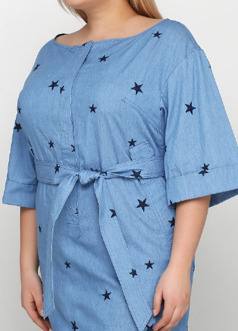 Светло-синее кэжуал платье рубашка Andre Tan звезды