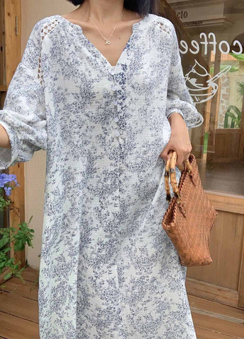 Белое кэжуал платье а-силуэт SHEIN с цветочным принтом