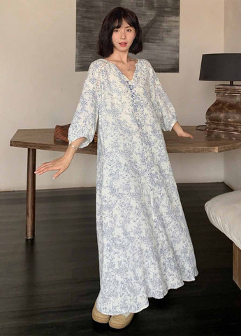 Белое кэжуал платье а-силуэт SHEIN с цветочным принтом