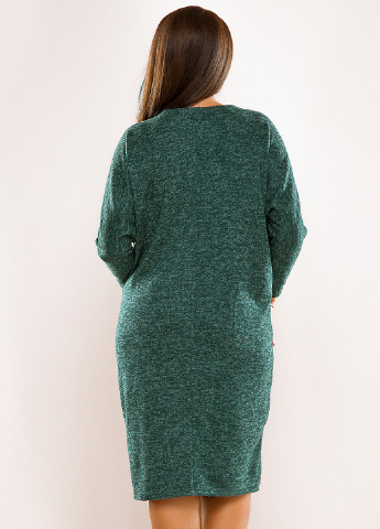 Темно-зеленое кэжуал платье короткое Lady Style меланжевое