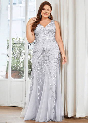 Срібна вечірня сукня годе SHEIN однотонна