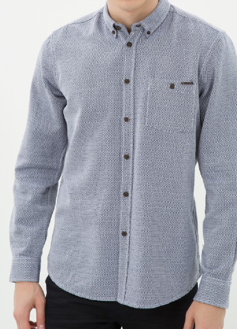 Серо-синяя кэжуал рубашка с геометрическим узором KOTON
