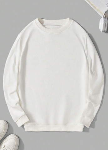 Білий світшот SHEIN малюнок без декору (366747646)