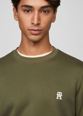 Оливковий світшот Tommy Hilfiger однотонний вишивка (315067009)