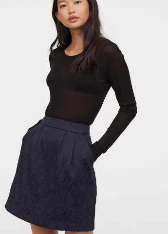 Темно-синяя кэжуал однотонная юбка H&M колокол
