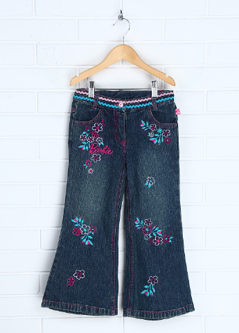Джинсы Barbie прямі квіткові темно-сині джинсові