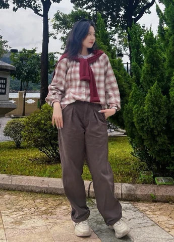 Красная кэжуал рубашка в клетку Uniqlo
