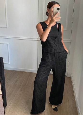 Комбінезон SHEIN комбінезон-брюки однотонний чорний кежуал поліестер
