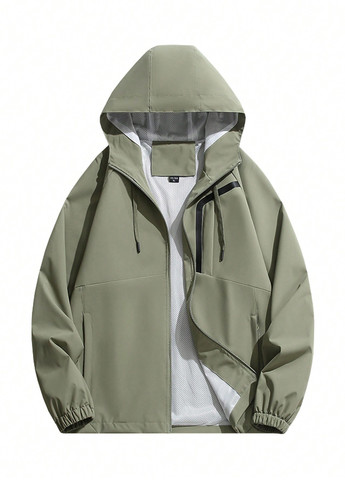 Серо-зеленая демисезонная ветровка SHEIN