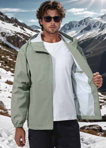 Серо-зеленая демисезонная ветровка SHEIN