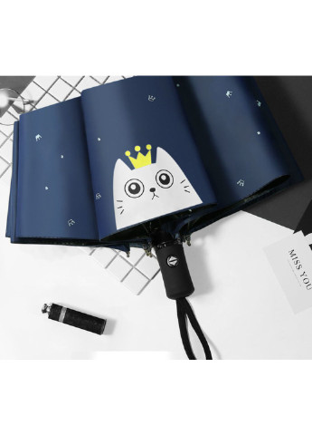 Комбінована} міні-парасолька складана синій кіт 5530 95 см Power (254454448)